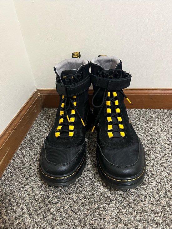 Dr. Martens Shoes - Dr. Martens Women’s Black and Yellow Lace-Up Combat Boots
